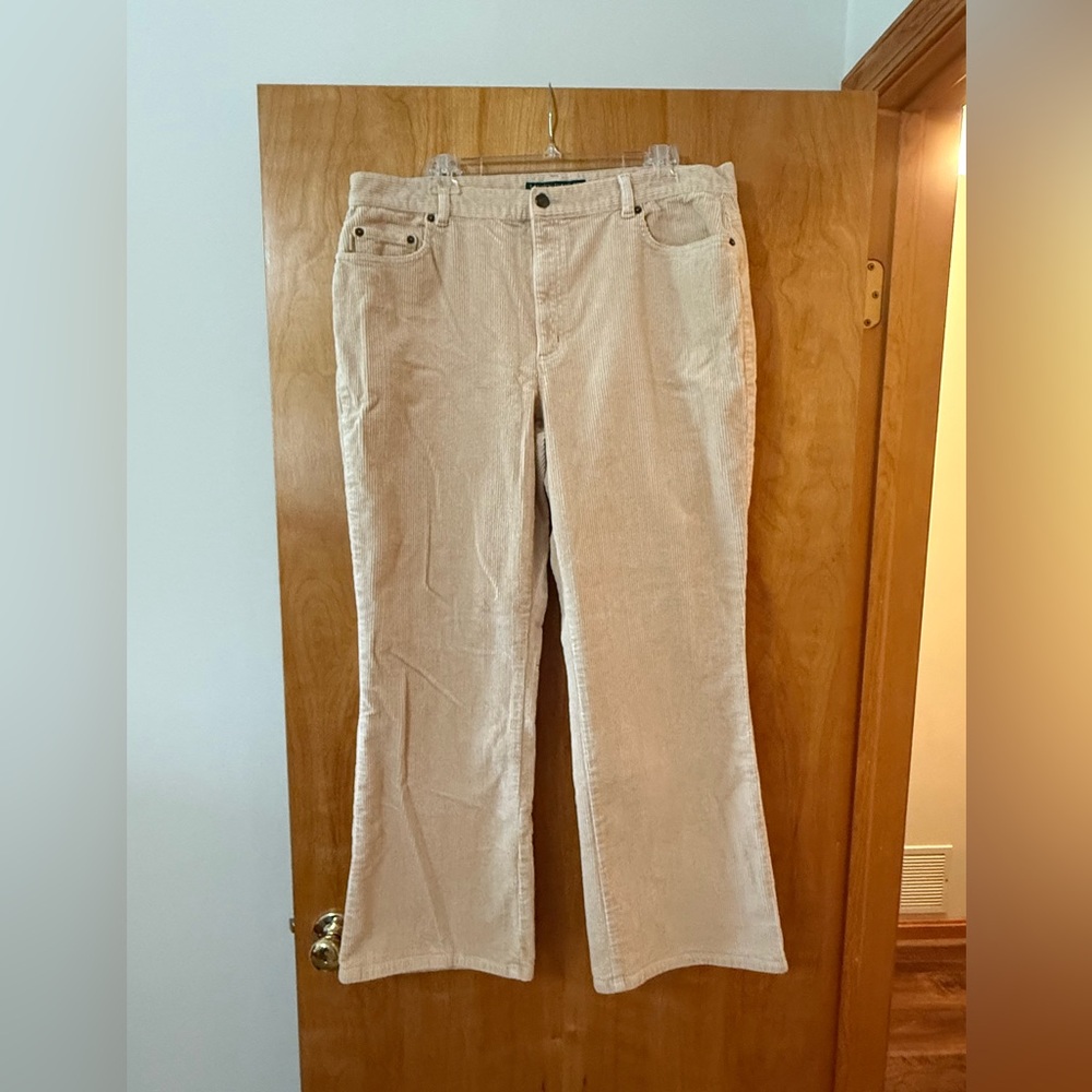 Lauren Jeans Co. Ralph Lauren Classic Cream Corduroy Pants Jeans Womens Size 16
